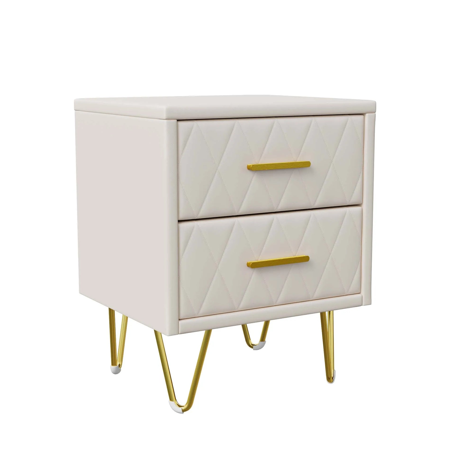 Table de chevet beige à 2 tiroirs style moderne -