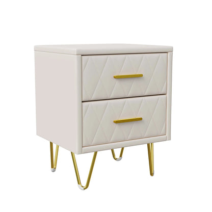 Table de chevet beige à 2 tiroirs style moderne -
