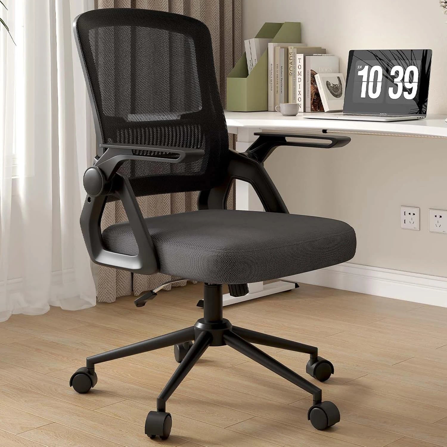 Chaise de bureau rose ergonomique avec accoudoirs relevables - Noir Chaise de bureau