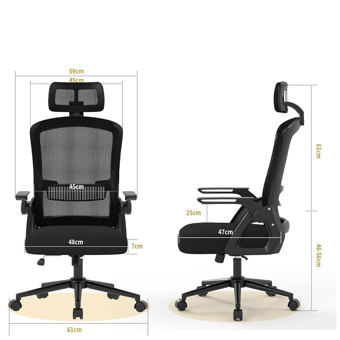 Chaise de bureau ergonomique réglable à roulette -