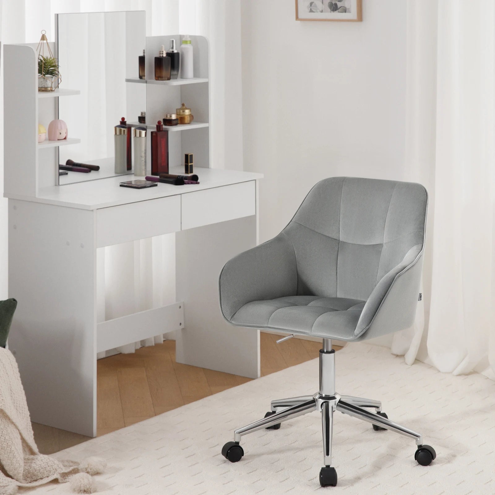 Chaise de bureau pivotante en velours -