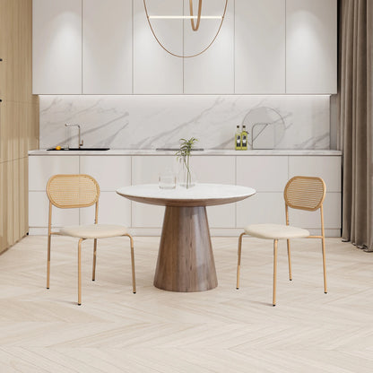 Chaise salle à manger rotin simple de 2 pièces -