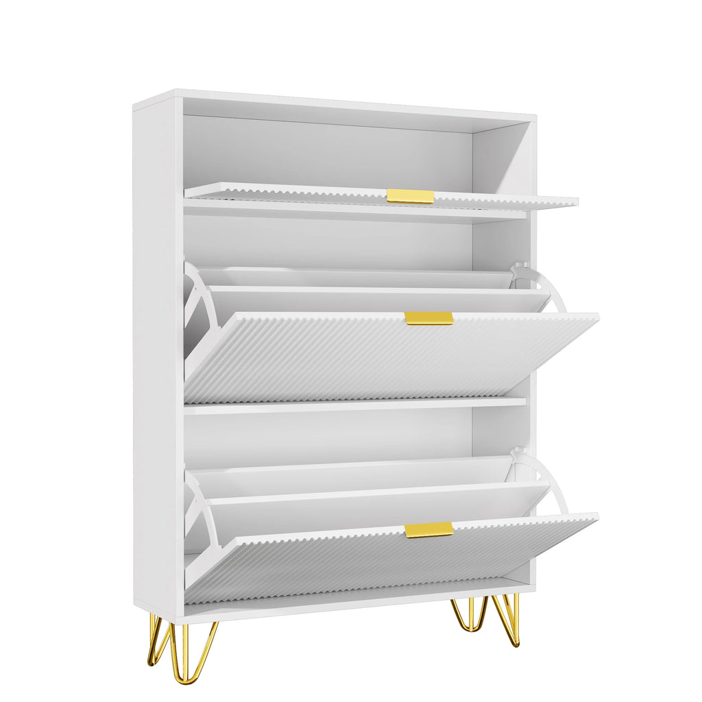 Meuble à chaussure motif ondulé 80x24x118.5cm -