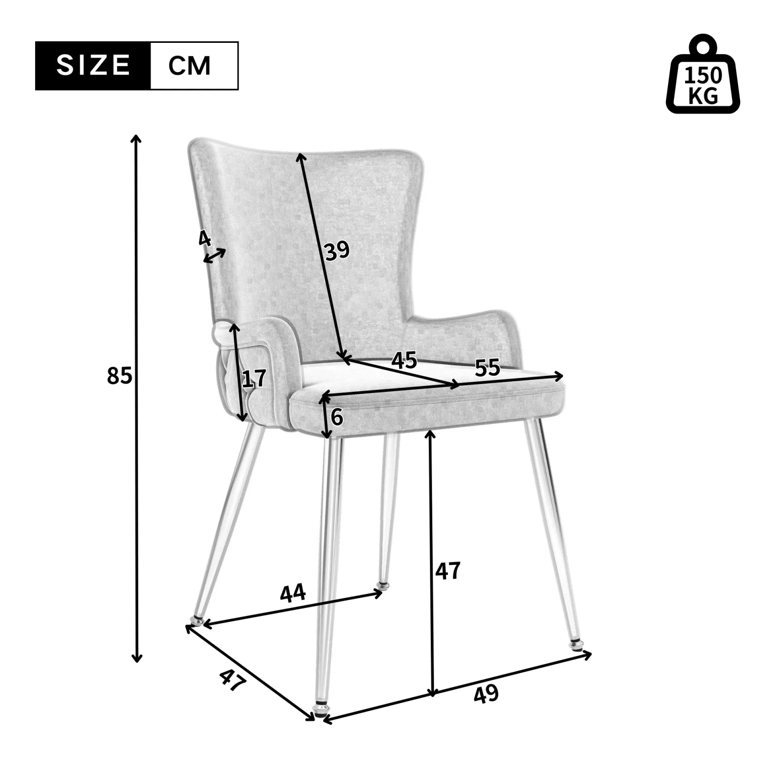 Chaise salle à manger originale en velours 2 pièces -