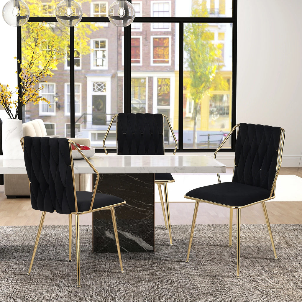 Chaise salle à manger couleur noir lot de 2 pièces avec accoudoirs -