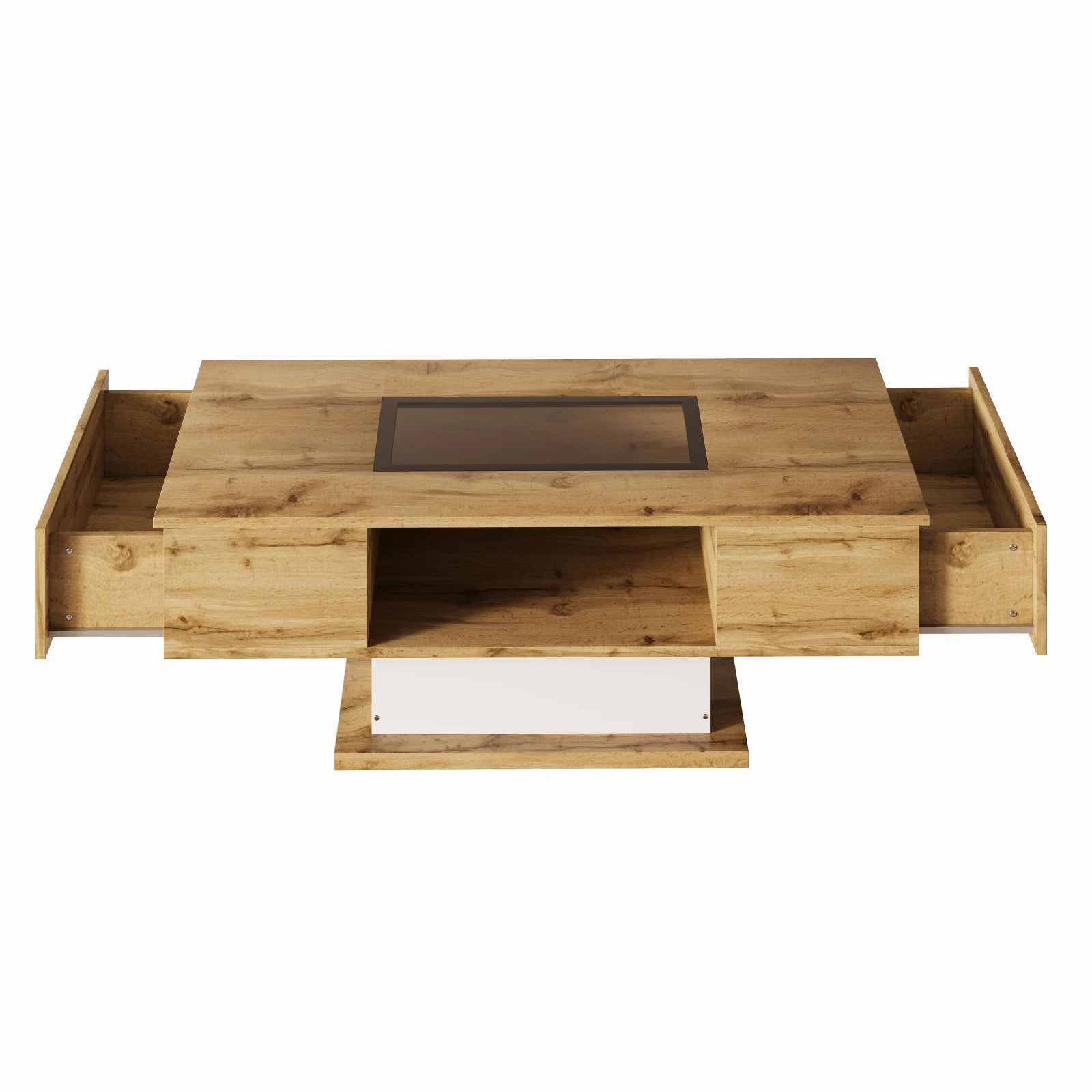 Table basse verre et bois avec LED -