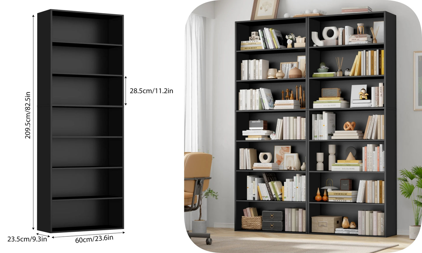 Étagère livre originale et moderne 60x23.5x209.5 cm -