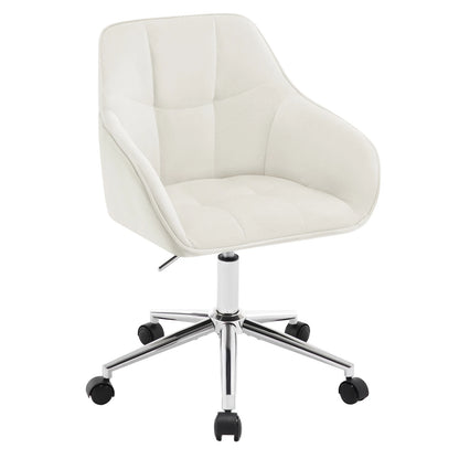 Chaise de bureau pivotante en velours - Blanc crème Chaise de bureau