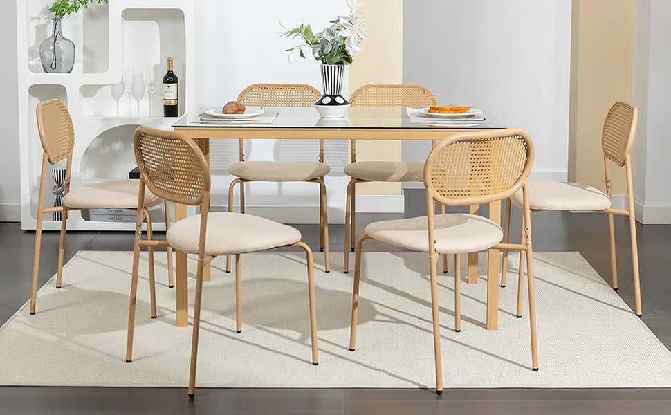 Chaise salle à manger rotin simple de 2 pièces -