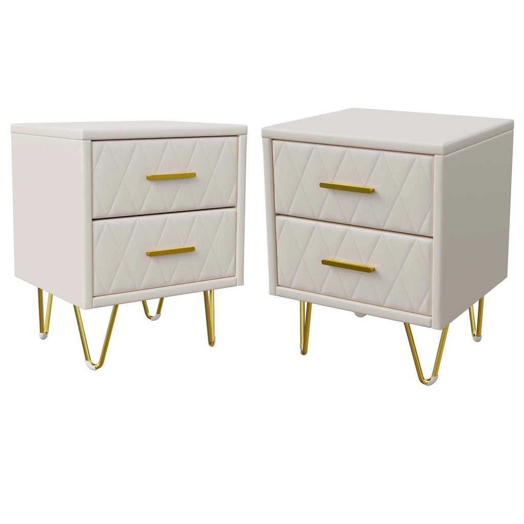 Table de chevet hauteur moyen 2 ensembles de luxe - Beige Table de chevet
