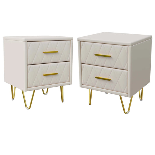 Table de chevet hauteur moyen 2 ensembles de luxe - Beige Table de chevet