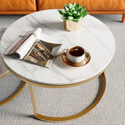 Table basse ronde blanche set de 2 ensemble -