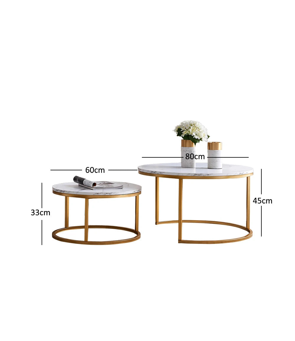 Table basse ronde blanche set de 2 ensemble -