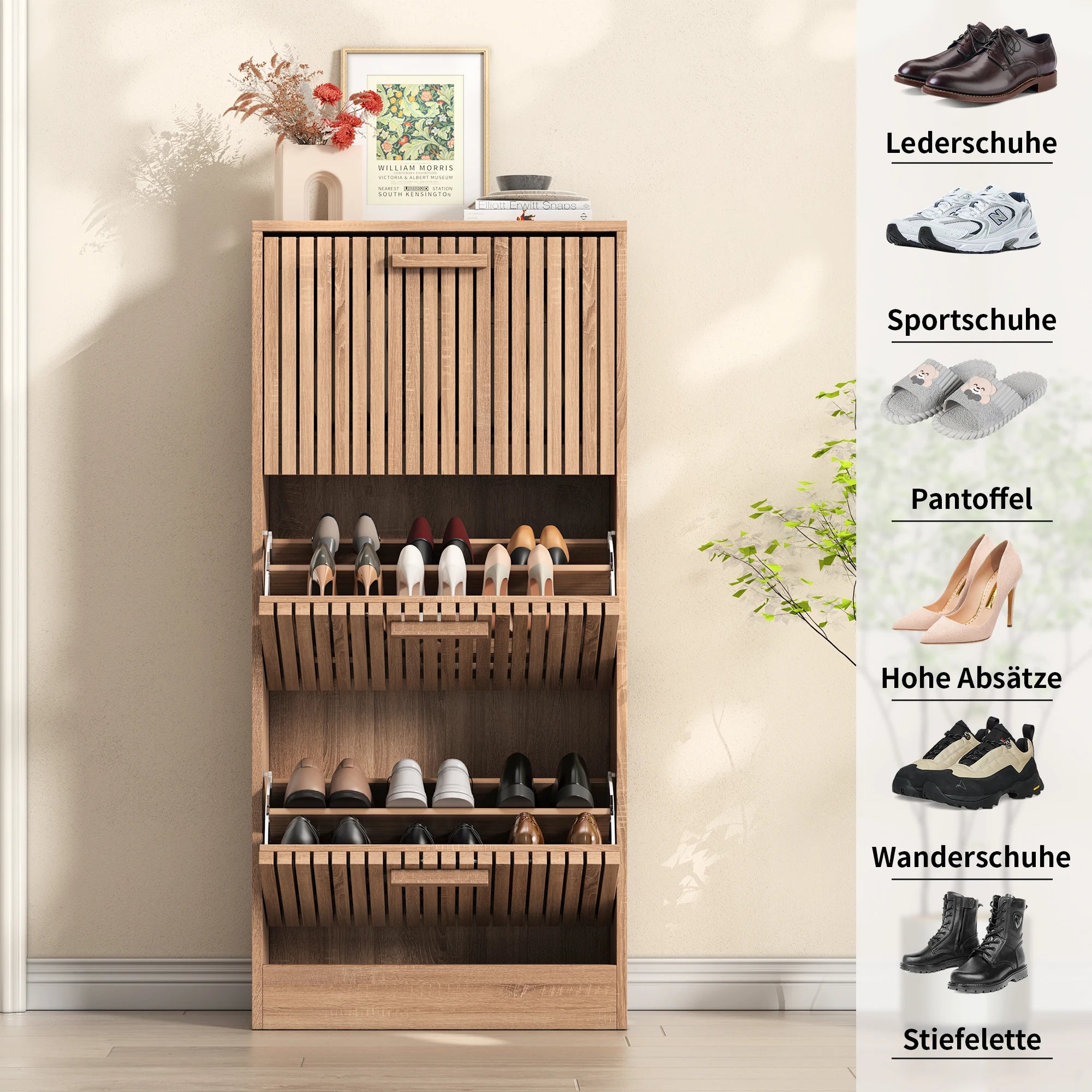 Meuble à chaussure d'appoint en bois massif -