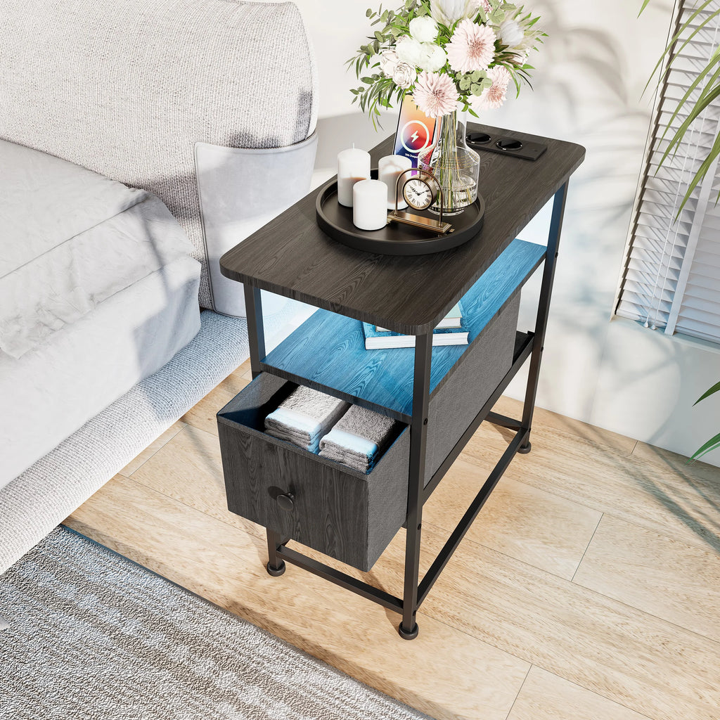 Table de chevet noir moderne design LED -