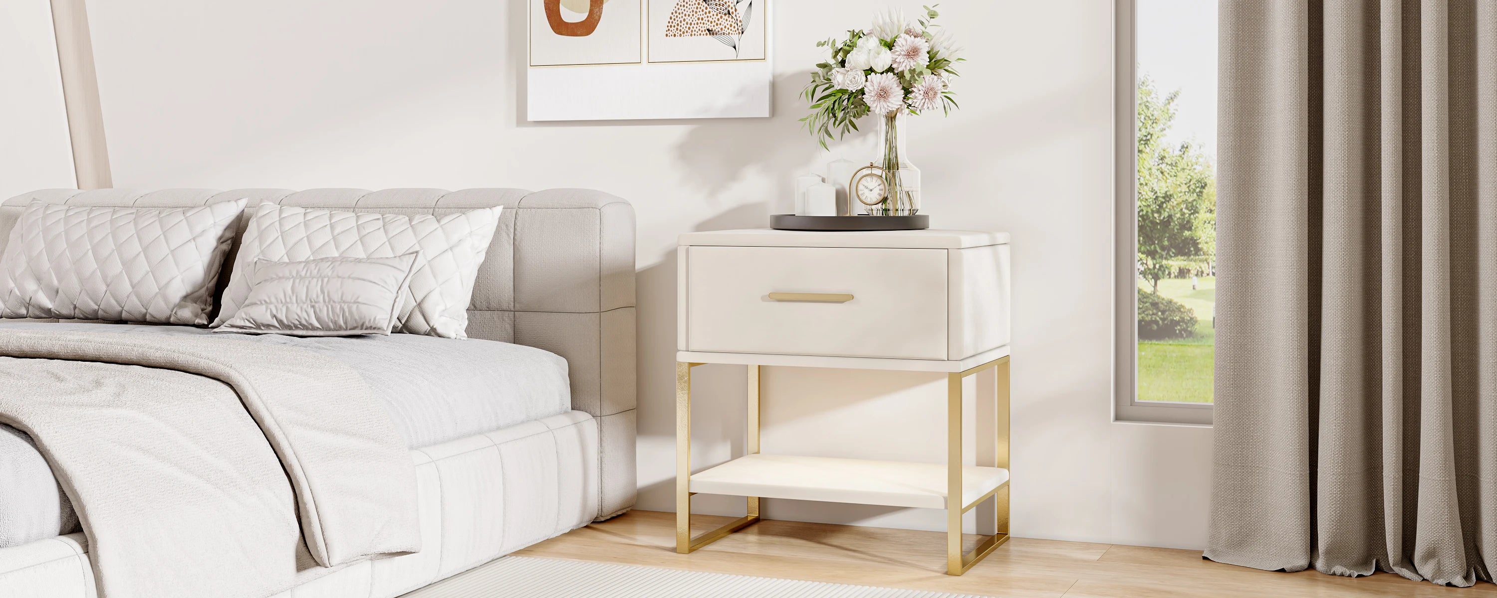 Table de chevet rustique - lot de 2 pièces -