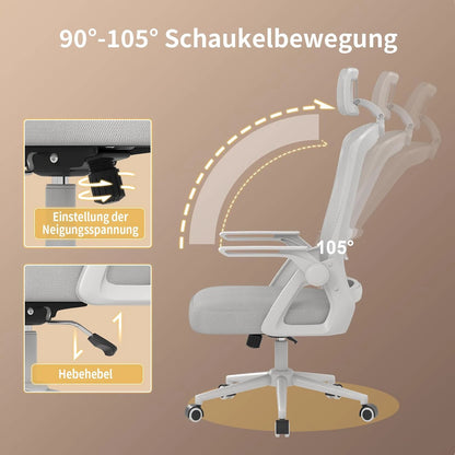 Chaise de bureau ergonomique réglable à roulette -