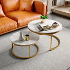 Table basse ronde blanche set de 2 ensemble - Blanc Table basse