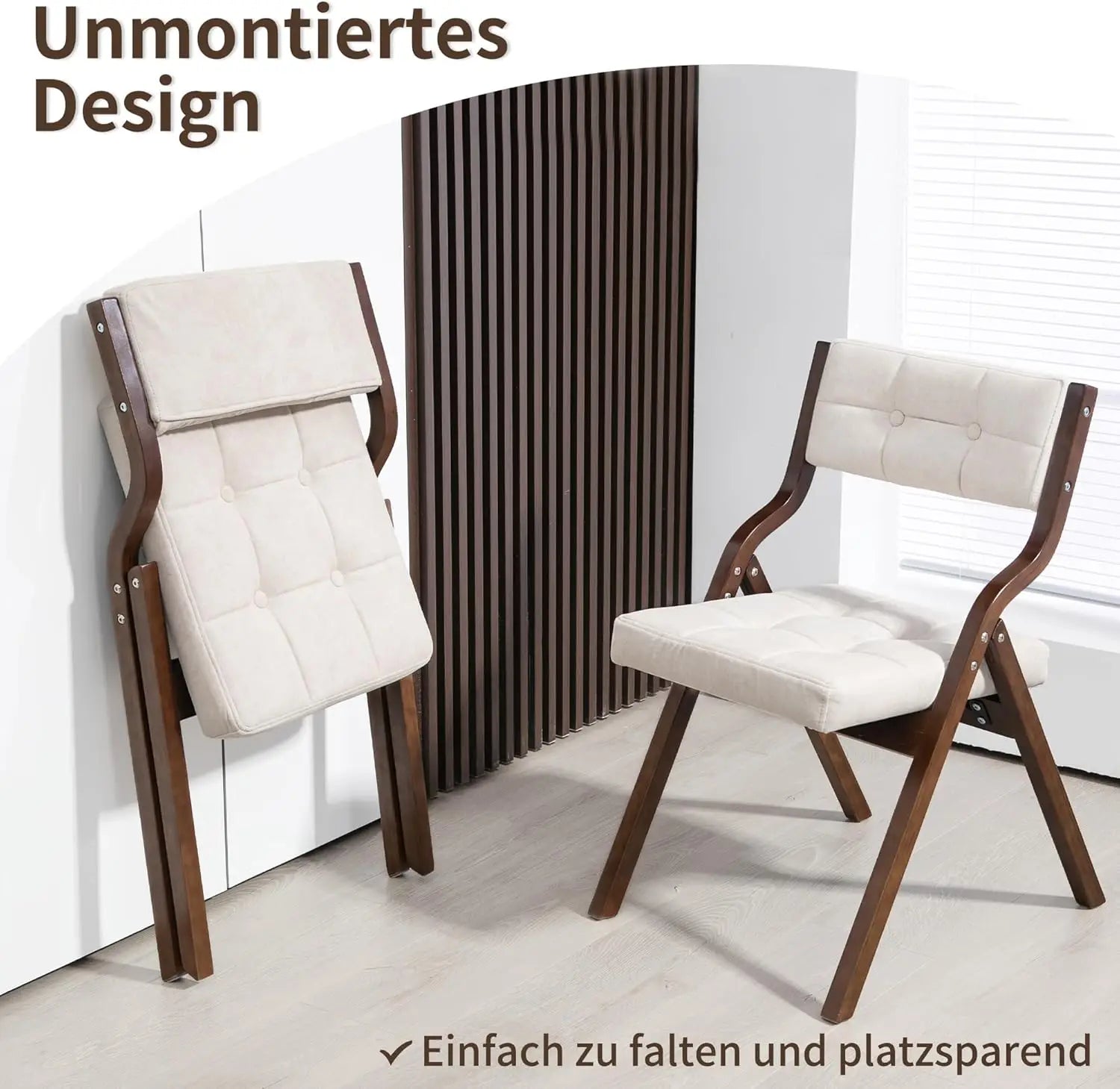 Chaise salle à manger pliante en bois de 2 ensembles -