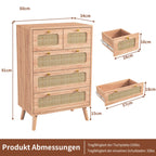 Petit meuble de rangement bois et tiroirs en rotin -