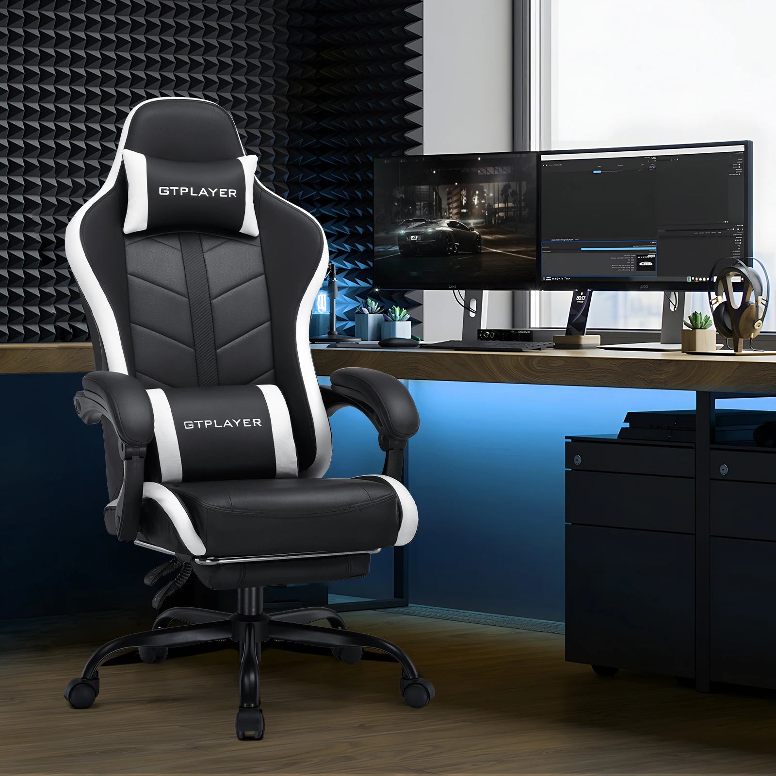 Chaise de bureau rouge et noir premium -