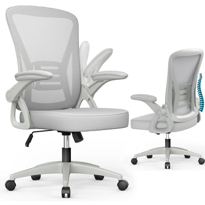 Chaise de bureau roulante avec accoudoirs - Gris Chaise de bureau