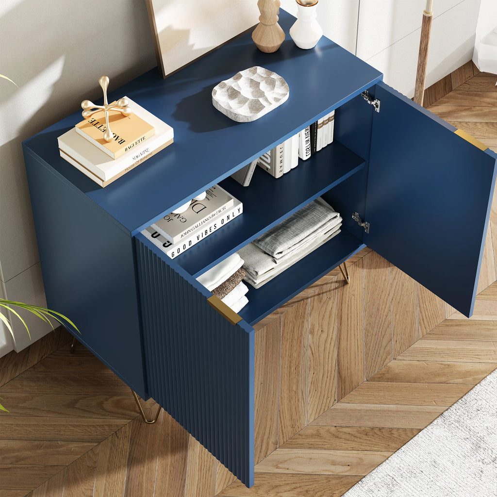 Table de chevet sans tiroir bleu -