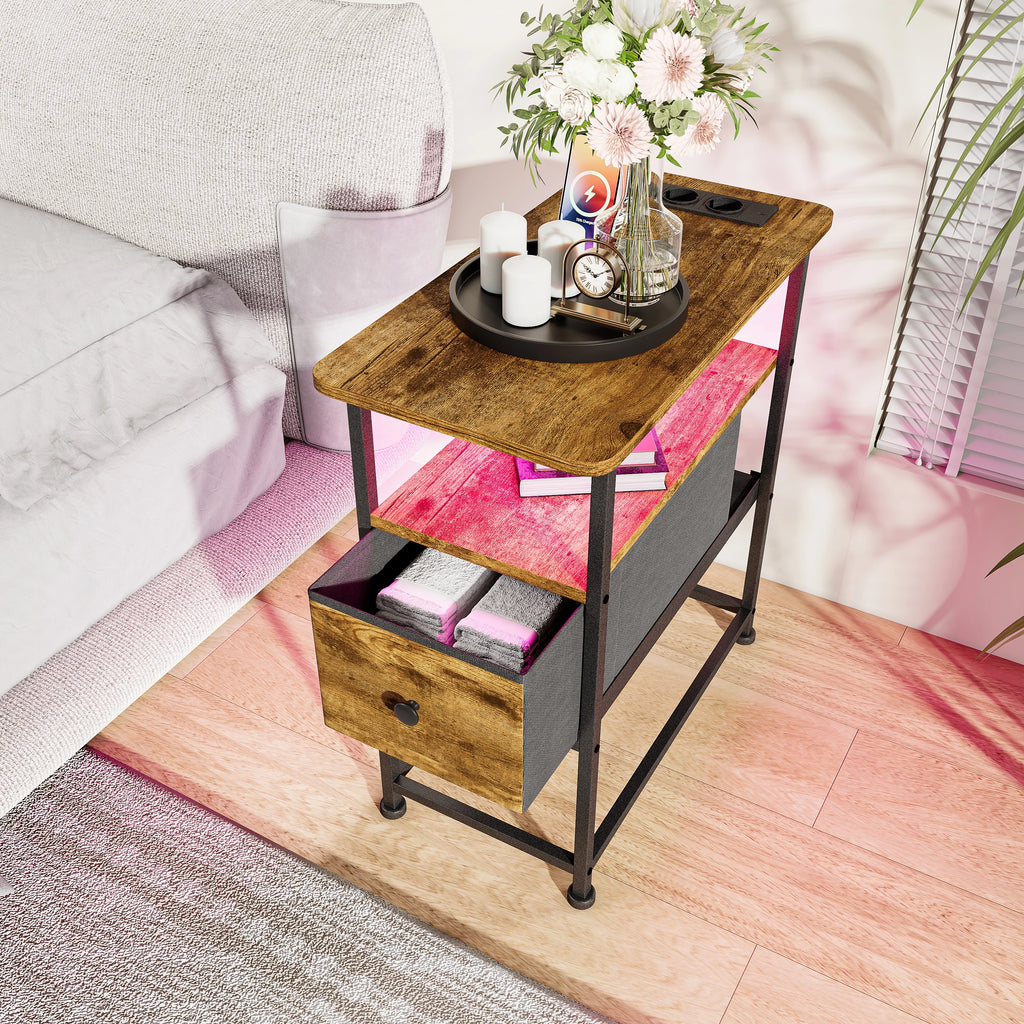 Table de chevet en métal Urban luxe avec LED -