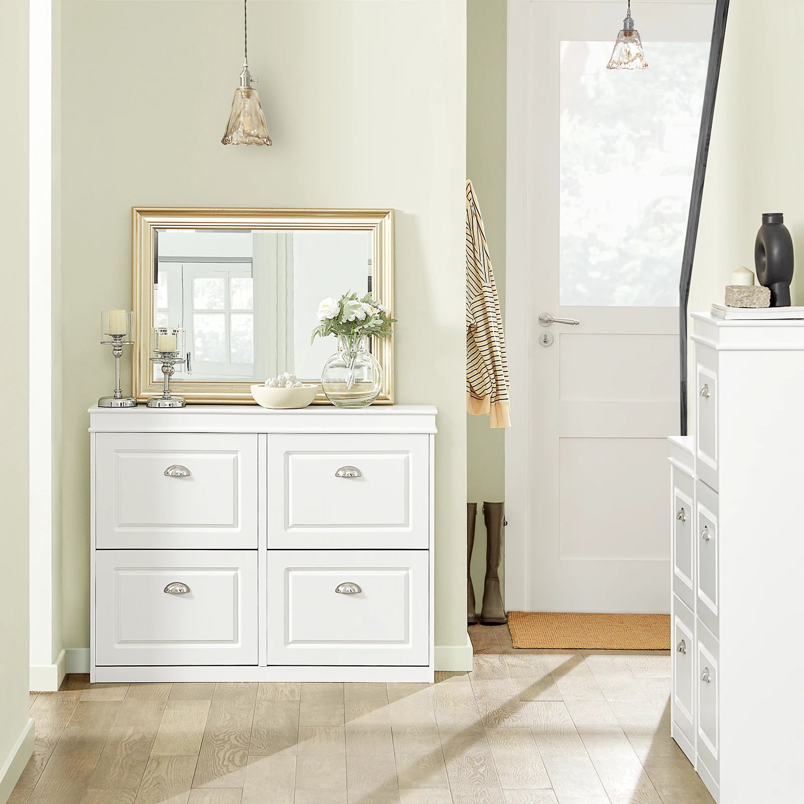 Meuble chaussure à 4 rabats blanc -