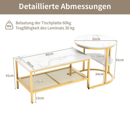 Table basse double de luxe, un set de deux table -