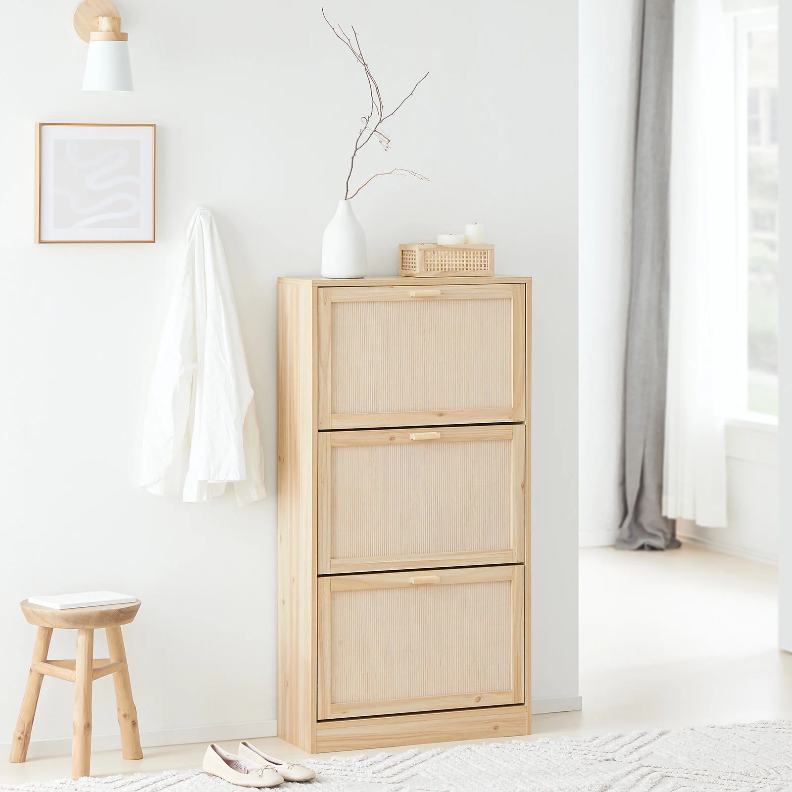 Meuble à chaussures de 3 rabats et à hauteur vertical -