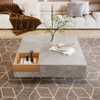 Table basse carrée avec rangement sur le coté 72x72x30cm -