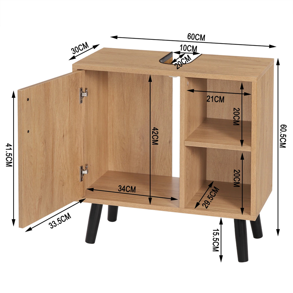 Meuble salle de bain en bois moderne 60x30x60.5cm -