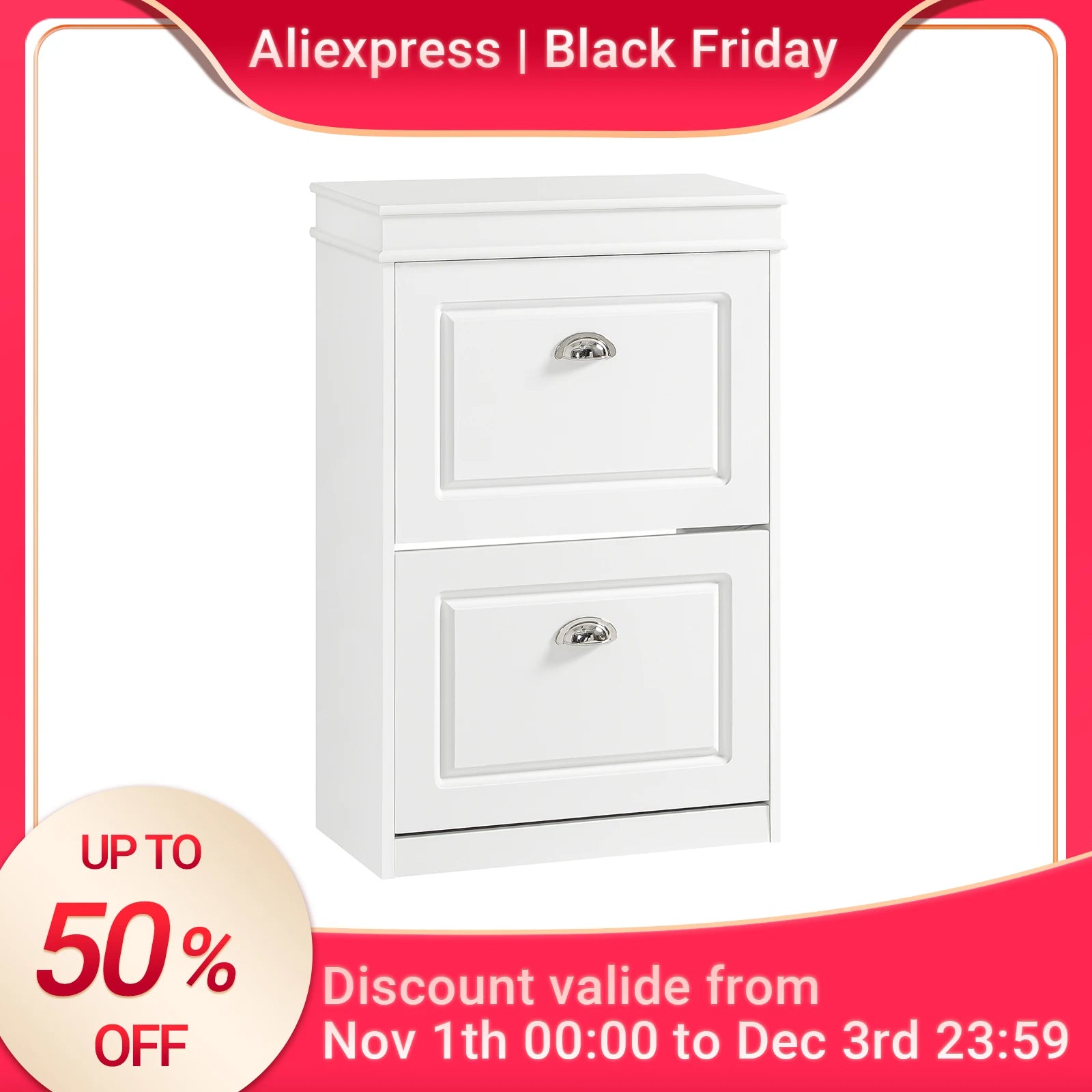 Meuble à chaussures 2 étages à rabats avec rangements -