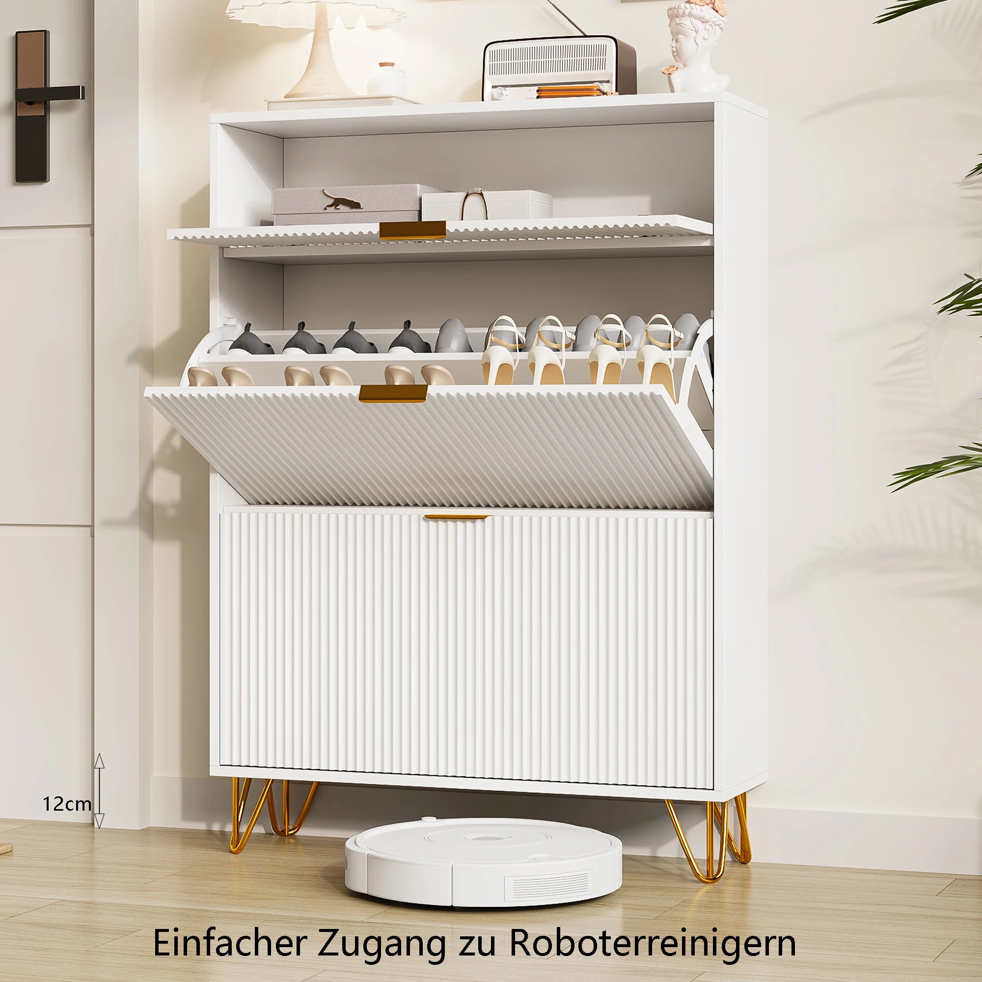 Meuble à chaussure motif ondulé 80x24x118.5cm -