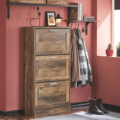 Étagère chaussures bois laqué 60x115x23cm -