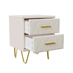 Table de chevet beige à 2 tiroirs style moderne -