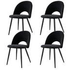 Chaise salle à manger lot de 4 à dossier creux - Noir Chaise salle à manger