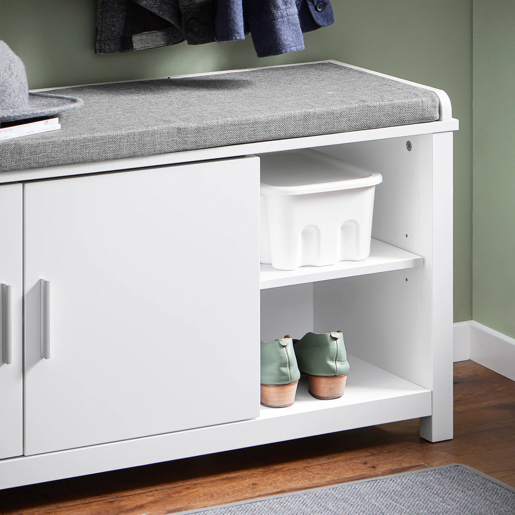 Meuble à chaussure avec banc et compartiments étroits -