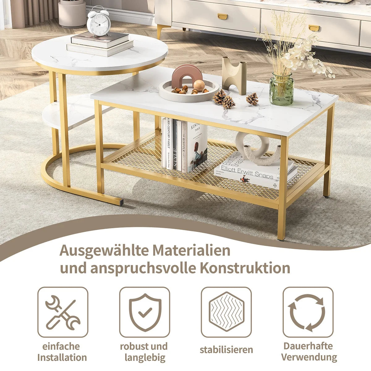 Table basse double de luxe, un set de deux table -