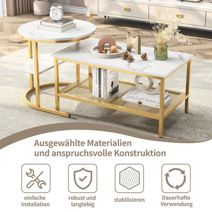 Table basse double de luxe, un set de deux table -