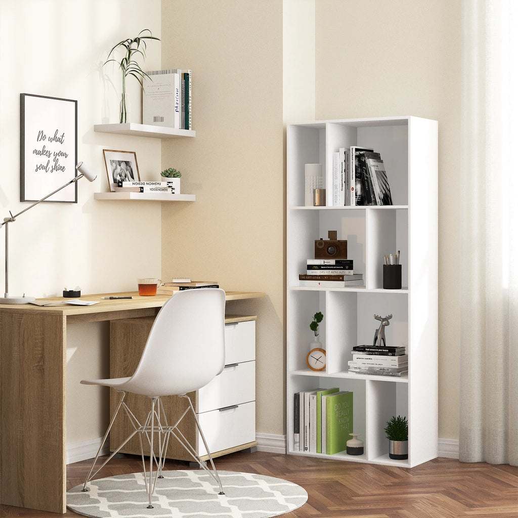 Étagère cube blanche haute à 8 compartiments -