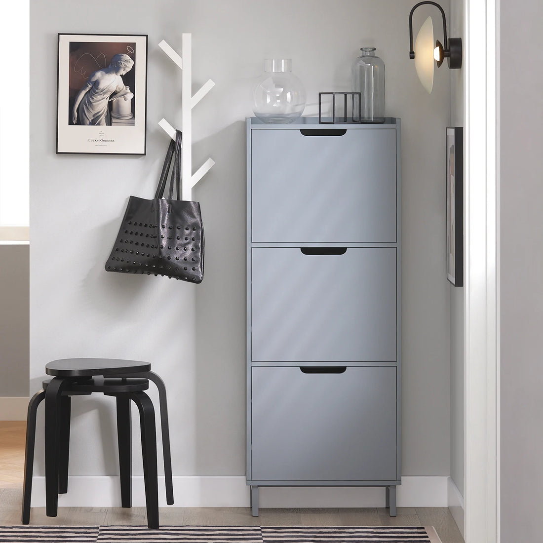 Meuble à chaussure étagère gris -