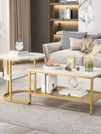 Table basse double de luxe, un set de deux table -