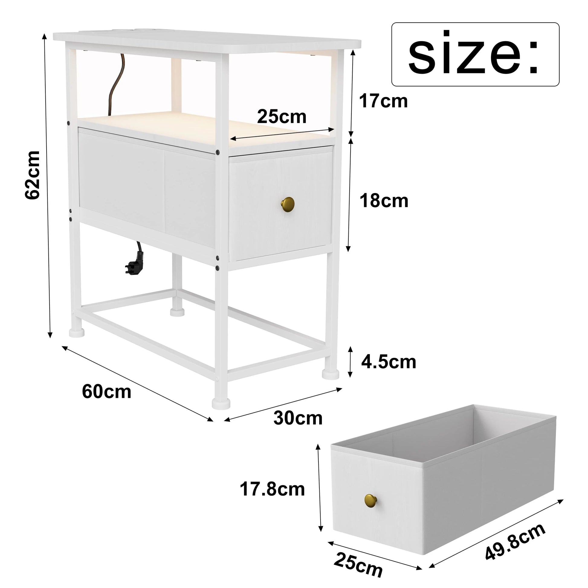 Table de chevet 1 tiroir blanc - Blanc Table de chevet