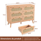 Petit meuble de rangement bois et tiroirs en rotin -