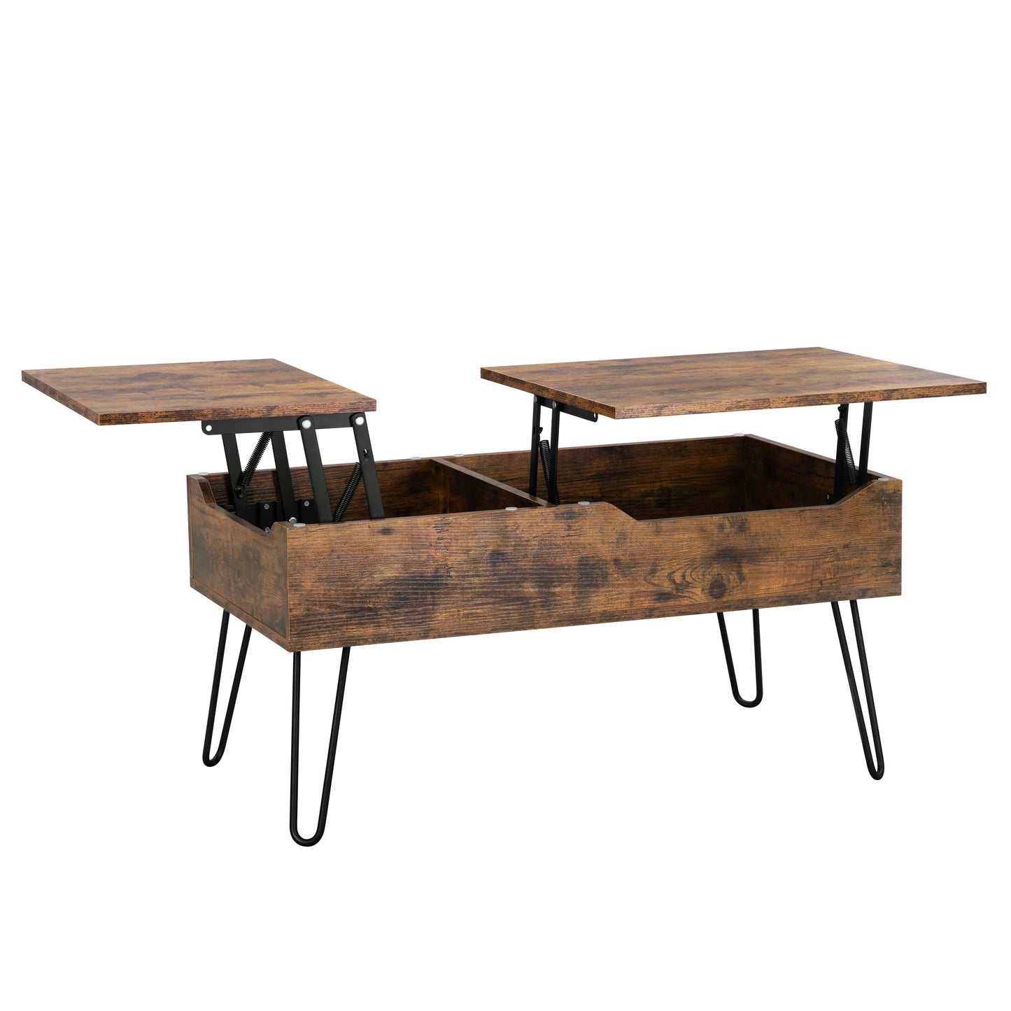 Table basse coulissante double plateau en bois - vintage marron Table basse