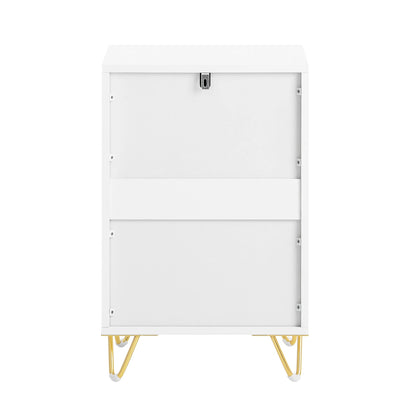 Table de chevet minimaliste avec 3 tiroirs blanches -