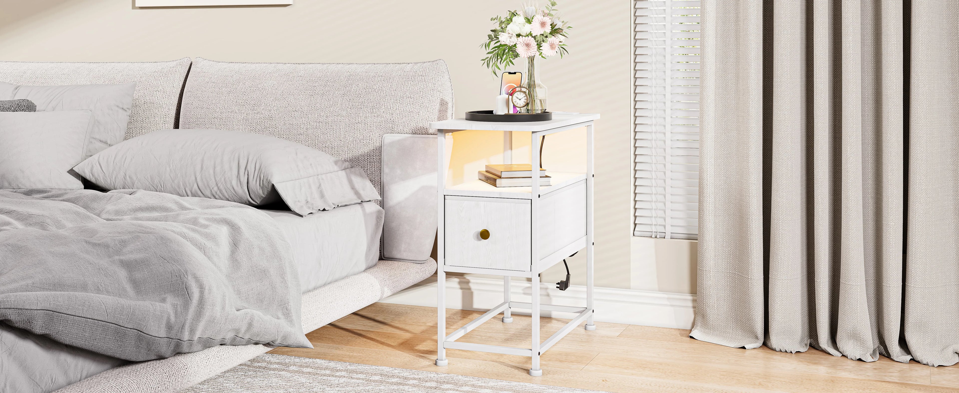 Table de chevet 1 tiroir blanc -