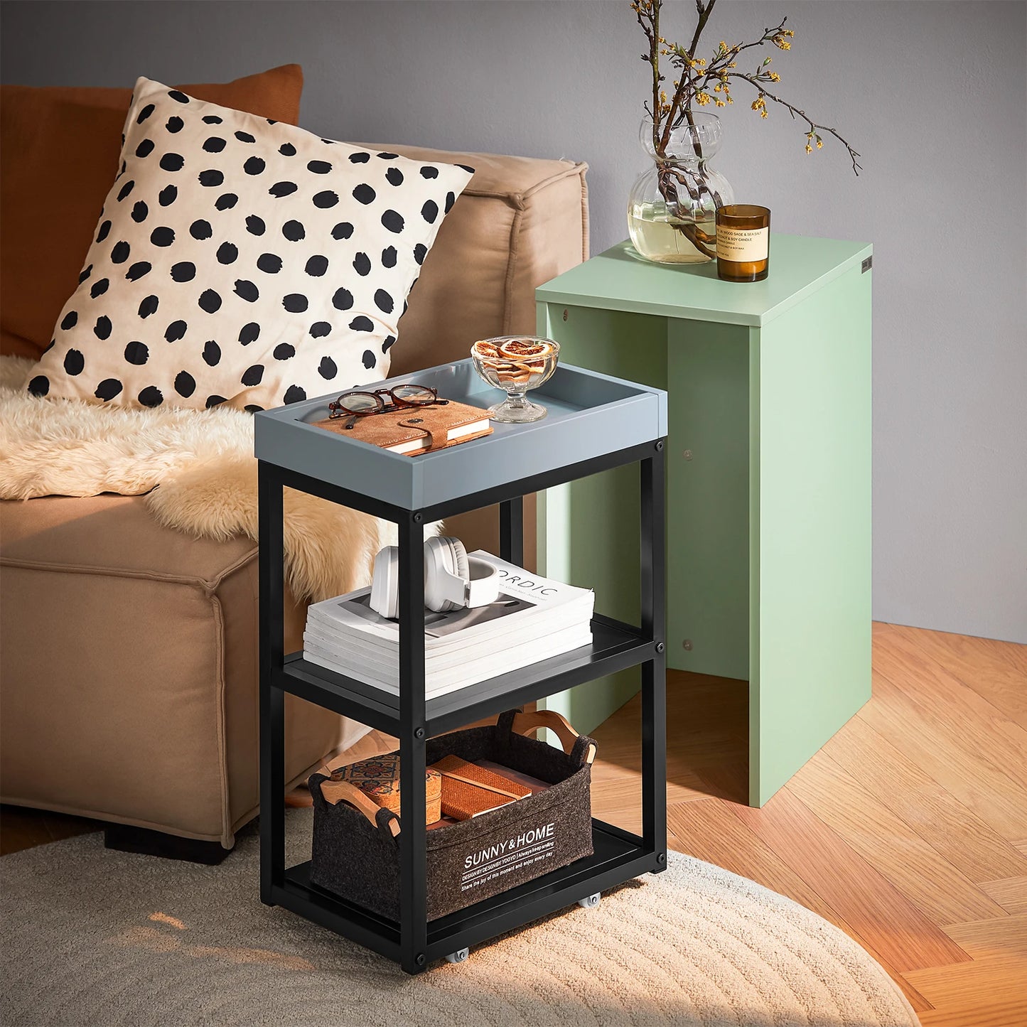 Table de nuit étroite verte 1 pièces -